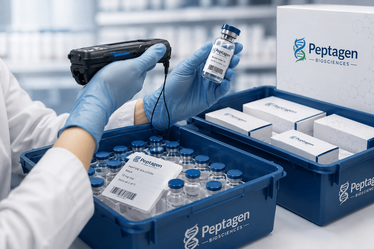 Pharmaceutical-grade glass vials on a softly lit surface